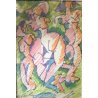 QUADRO ASTRATTO L. Crepaldi DISEGNO PENNARELLO NUDO STUDIO FIGURE FEMMINILI 1998