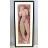 QUADRO ASTRATTO DISEGNO PASTELLO CERA Etoile 2000 L. Crepaldi NUDO DONNA FIGURA