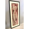 QUADRO ASTRATTO DISEGNO PASTELLO CERA Etoile 2000 L. Crepaldi NUDO DONNA FIGURA