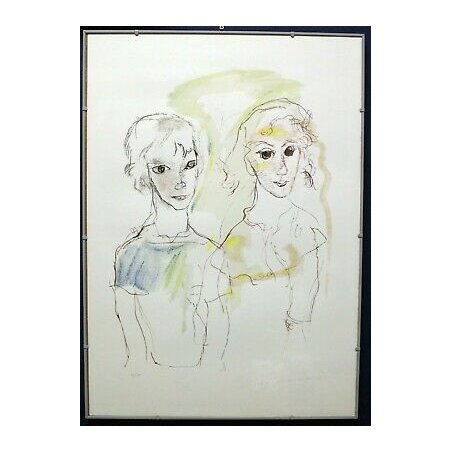 STAMPA NUMERATA TRECCANI ERNESTO TECNICA MISTA RITRATTO FANCIULLI CORNICE VOLTO