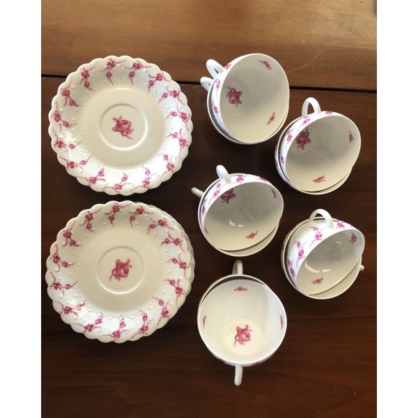 Set PIATTI VINTAGE 12 pers PORCELAIN Limoge Georges Boyer BAGATELLE DECORO  ROSE