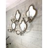 LOTTO 4 APPLIQUE PARETE VINTAGE SPECCHIO VENEZIANO VETRO MURANO CRISTALLO 2 LUMI