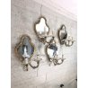 LOTTO 4 APPLIQUE PARETE VINTAGE SPECCHIO VENEZIANO VETRO MURANO CRISTALLO 2 LUMI