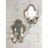 LOTTO 4 APPLIQUE PARETE VINTAGE SPECCHIO VENEZIANO VETRO MURANO CRISTALLO 2 LUMI