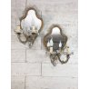 LOTTO 4 APPLIQUE PARETE VINTAGE SPECCHIO VENEZIANO VETRO MURANO CRISTALLO 2 LUMI