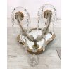 LOTTO 4 APPLIQUE PARETE VINTAGE SPECCHIO VENEZIANO VETRO MURANO CRISTALLO 2 LUMI