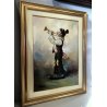 QUADRO DIPINTO OLIO TELA Luciano Lutring 2000 RITRATTO Pagliaccio FIGURA EPOCA