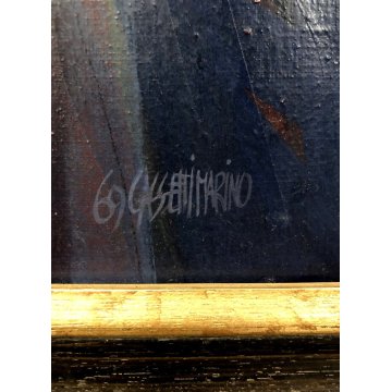 QUADRO DIPINTO ASTRATTO TECNICA MISTA TELA Marino Cassetti NATURA MORTA EPOCA 69