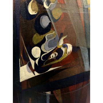 QUADRO DIPINTO ASTRATTO TECNICA MISTA TELA Marino Cassetti NATURA MORTA EPOCA 69