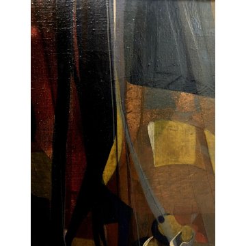 QUADRO DIPINTO ASTRATTO TECNICA MISTA TELA Marino Cassetti NATURA MORTA EPOCA 69