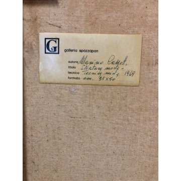 QUADRO DIPINTO ASTRATTO TECNICA MISTA TELA Marino Cassetti NATURA MORTA EPOCA 69