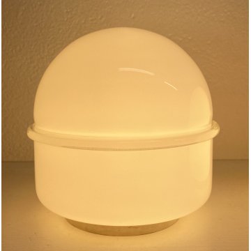 COPPIA ABATJOUR LAMPADA TAVOLO TECLA LEUCOS NOTI MASSARI VETRO BIANCO ANNI 60