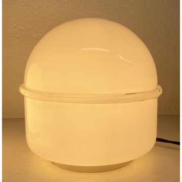 COPPIA ABATJOUR LAMPADA TAVOLO TECLA LEUCOS NOTI MASSARI VETRO BIANCO ANNI 60