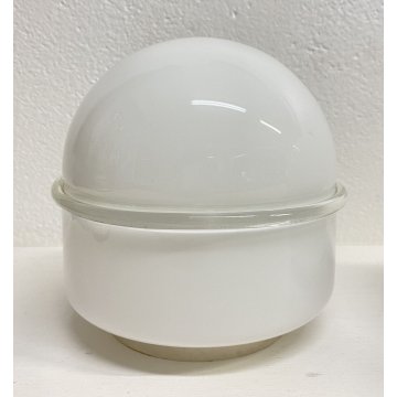 COPPIA ABATJOUR LAMPADA TAVOLO TECLA LEUCOS NOTI MASSARI VETRO BIANCO ANNI 60