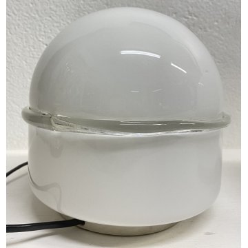COPPIA ABATJOUR LAMPADA TAVOLO TECLA LEUCOS NOTI MASSARI VETRO BIANCO ANNI 60