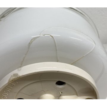 COPPIA ABATJOUR LAMPADA TAVOLO TECLA LEUCOS NOTI MASSARI VETRO BIANCO ANNI 60