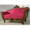 ANTICO DIVANO A BARCA LUIGI FILIPPO 1800 STOFFA BORDEAUX LEGNO NOCE SOFA EPOCA