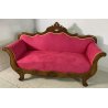ANTICO DIVANO A BARCA LUIGI FILIPPO 1800 STOFFA BORDEAUX LEGNO NOCE SOFA EPOCA