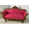 ANTICO DIVANO A BARCA LUIGI FILIPPO 1800 STOFFA BORDEAUX LEGNO NOCE SOFA EPOCA