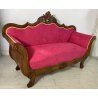 ANTICO DIVANO A BARCA LUIGI FILIPPO 1800 STOFFA BORDEAUX LEGNO NOCE SOFA EPOCA