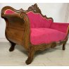 ANTICO DIVANO A BARCA LUIGI FILIPPO 1800 STOFFA BORDEAUX LEGNO NOCE SOFA EPOCA