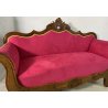ANTICO DIVANO A BARCA LUIGI FILIPPO 1800 STOFFA BORDEAUX LEGNO NOCE SOFA EPOCA
