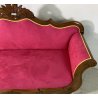 ANTICO DIVANO A BARCA LUIGI FILIPPO 1800 STOFFA BORDEAUX LEGNO NOCE SOFA EPOCA
