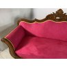 ANTICO DIVANO A BARCA LUIGI FILIPPO 1800 STOFFA BORDEAUX LEGNO NOCE SOFA EPOCA