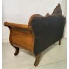 ANTICO DIVANO A BARCA LUIGI FILIPPO 1800 STOFFA BORDEAUX LEGNO NOCE SOFA EPOCA