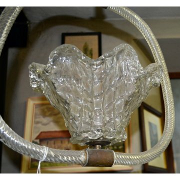 ANTICO LAMPADARIO BAROVIER TOSO VETRO BUGNATO SOFFIATO MURANO GLASS LAMP COPPA 