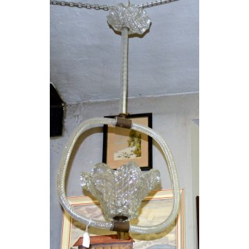 ANTICO LAMPADARIO BAROVIER TOSO VETRO BUGNATO SOFFIATO MURANO GLASS LAMP COPPA 