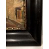 ANTICO QUADRO OLIO TAVOLA MATERICO SCORCIO BORGO PAESAGGIO IMPRESSIONISTA FIRMA