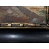 ANTICO QUADRO OLIO TAVOLA MATERICO SCORCIO BORGO PAESAGGIO IMPRESSIONISTA FIRMA