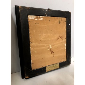 ANTICO QUADRO OLIO TAVOLA MATERICO SCORCIO BORGO PAESAGGIO IMPRESSIONISTA FIRMA