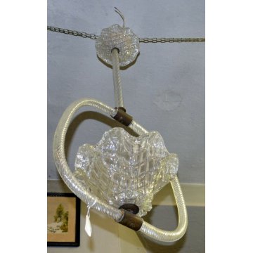 ANTICO LAMPADARIO BAROVIER TOSO VETRO BUGNATO SOFFIATO MURANO GLASS LAMP COPPA 