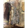 ANTICO QUADRO OLIO TAVOLA MATERICO SCORCIO BORGO PAESAGGIO IMPRESSIONISTA FIRMA