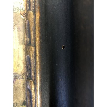 ANTICO QUADRO OLIO TAVOLA MATERICO SCORCIO BORGO PAESAGGIO IMPRESSIONISTA FIRMA