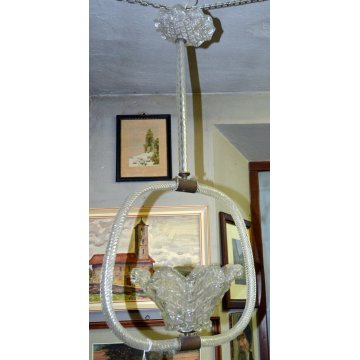 ANTICO LAMPADARIO BAROVIER TOSO VETRO BUGNATO SOFFIATO MURANO GLASS LAMP COPPA 