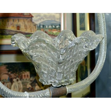 ANTICO LAMPADARIO BAROVIER TOSO VETRO BUGNATO SOFFIATO MURANO GLASS LAMP COPPA 