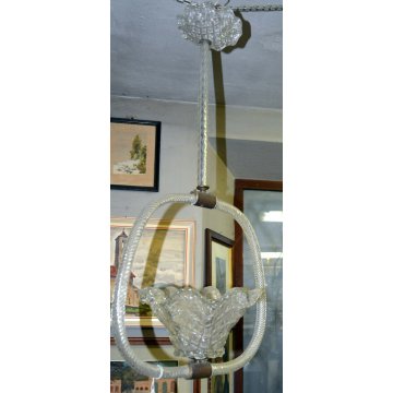 ANTICO LAMPADARIO BAROVIER TOSO VETRO BUGNATO SOFFIATO MURANO GLASS LAMP COPPA 