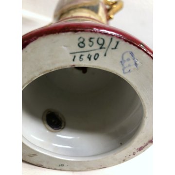 ANTICA COPPIA VASO PORCELLANA COPERCHIO MANICI CHIMERA ORO MEDAGLIONI ISTORIATI