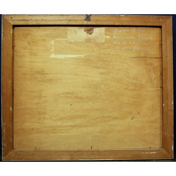 ANTICO QUADRO OLIO TAVOLA A. Poma PAESAGGIO VEDUTA BORGOSESIA P.za MAZZINI 1900