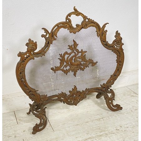 ANTICO PARASCINTILLE BRONZO PRIMI 1900 CAMINO SALOTTO VILLA PARAFIAMME FUOCO