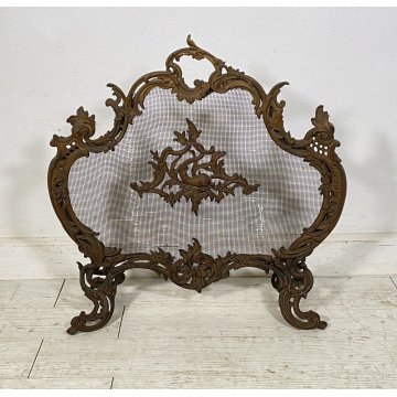 ANTICO PARASCINTILLE BRONZO PRIMI 1900 CAMINO SALOTTO VILLA PARAFIAMME FUOCO