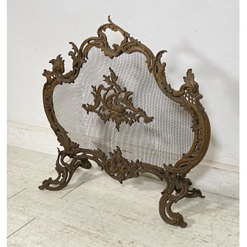 ANTICO PARASCINTILLE BRONZO PRIMI 1900 CAMINO SALOTTO VILLA PARAFIAMME FUOCO