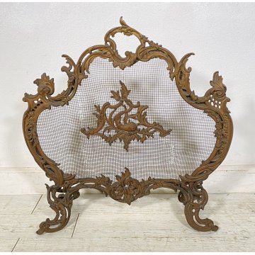 ANTICO PARASCINTILLE BRONZO PRIMI 1900 CAMINO SALOTTO VILLA PARAFIAMME FUOCO