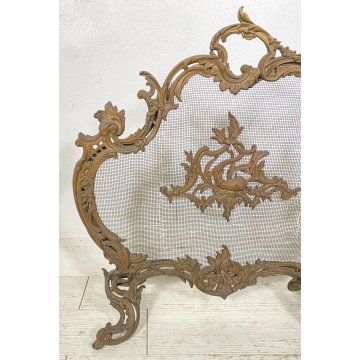 ANTICO PARASCINTILLE BRONZO PRIMI 1900 CAMINO SALOTTO VILLA PARAFIAMME FUOCO