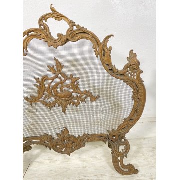 ANTICO PARASCINTILLE BRONZO PRIMI 1900 CAMINO SALOTTO VILLA PARAFIAMME FUOCO