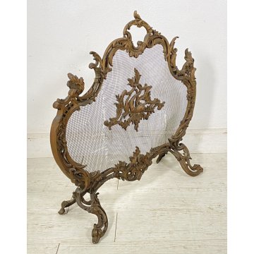 ANTICO PARASCINTILLE BRONZO PRIMI 1900 CAMINO SALOTTO VILLA PARAFIAMME FUOCO