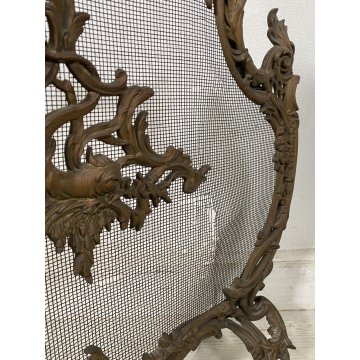 ANTICO PARASCINTILLE BRONZO PRIMI 1900 CAMINO SALOTTO VILLA PARAFIAMME FUOCO